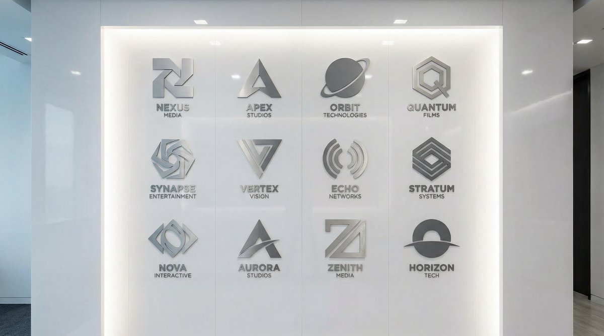 学生情侣合作影视品牌Logo墙