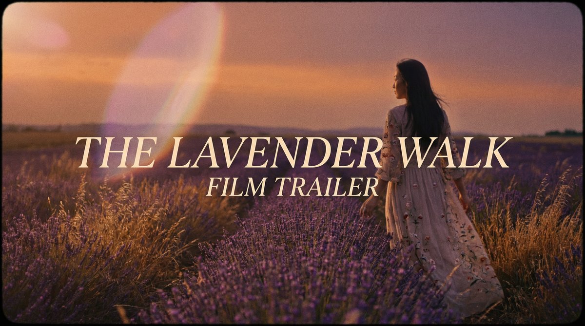 学生情侣薰衣草花海唯美视频